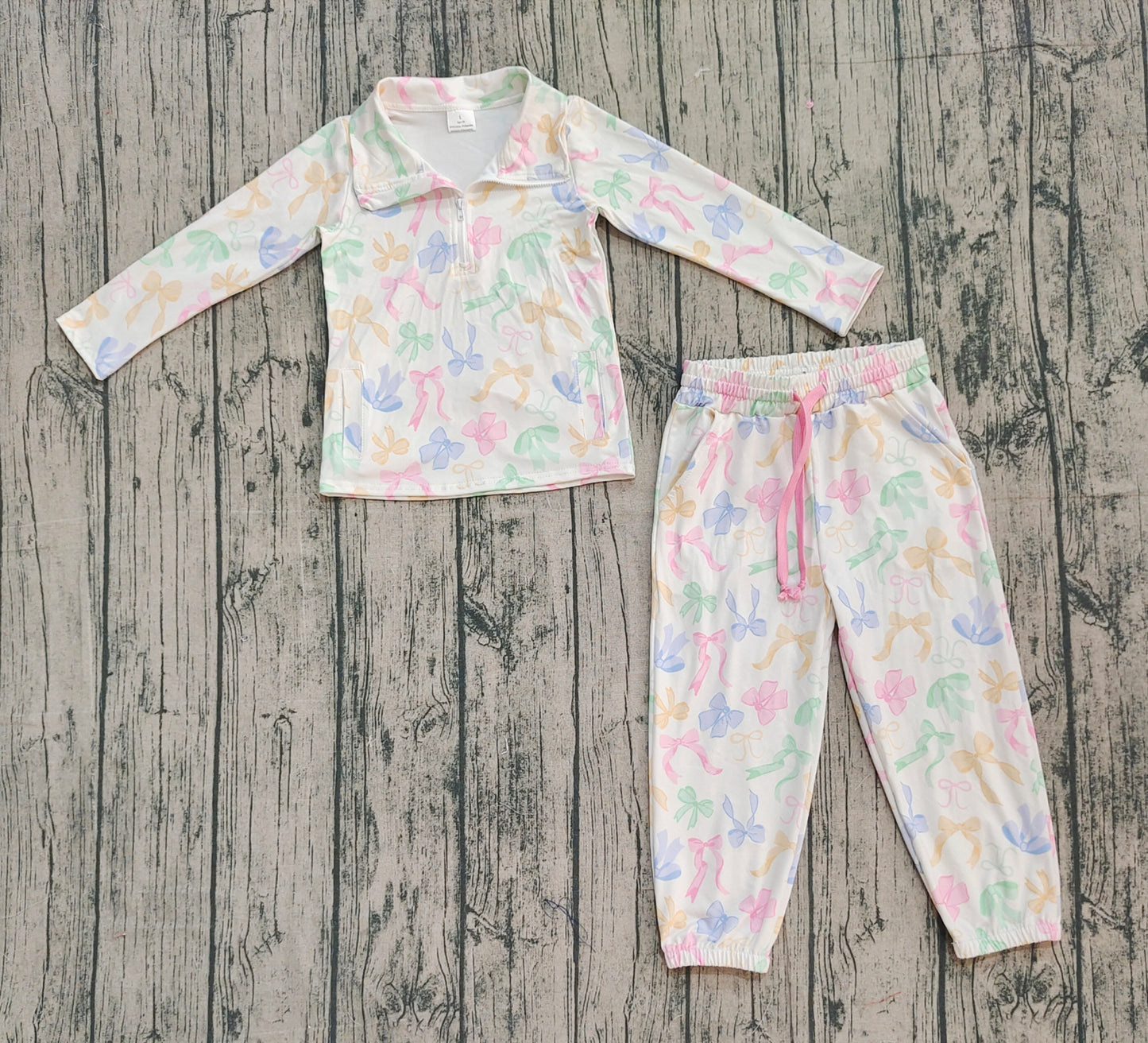 pre -order colorful bow button kids pajamas GLP2886