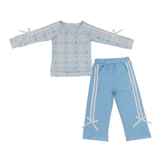 Fall Blue Pumpkin Girls long sleeve set GLP3351