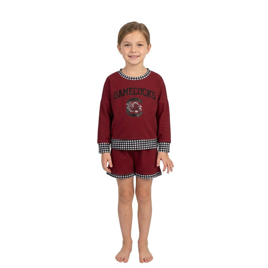 GLS0169 Vinyl School Team GAMECOCKS Yoga Girls Shorts Set