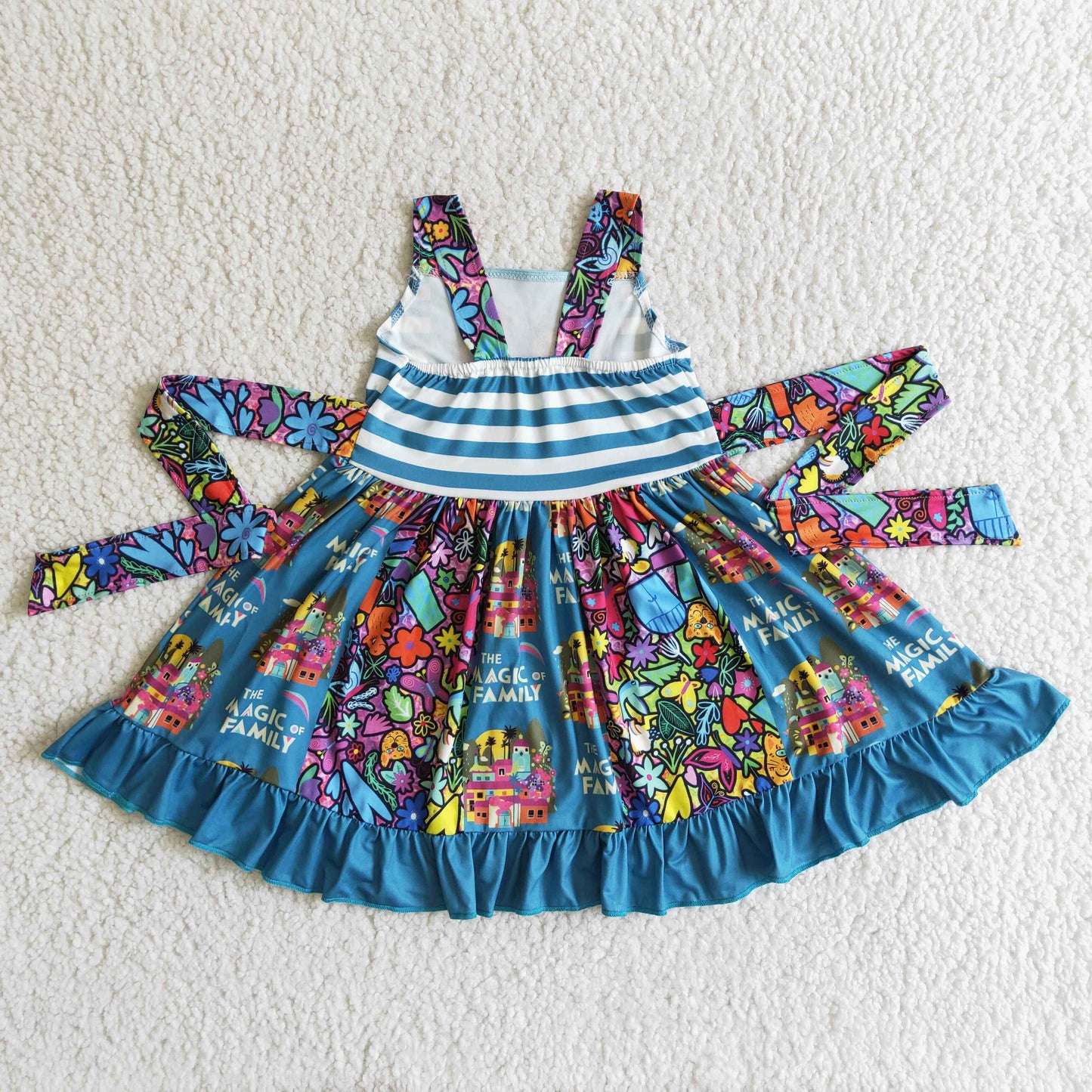 Blue cartoon print girls Suit Summer Set