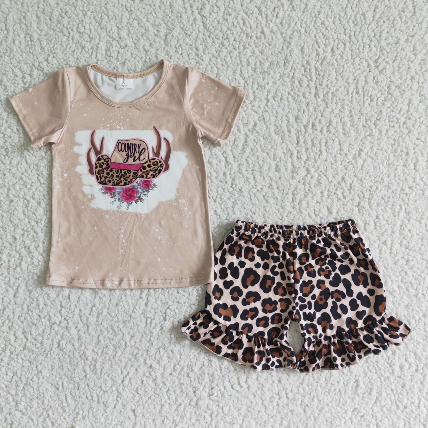 brown leopard print girls summer set GSD0047