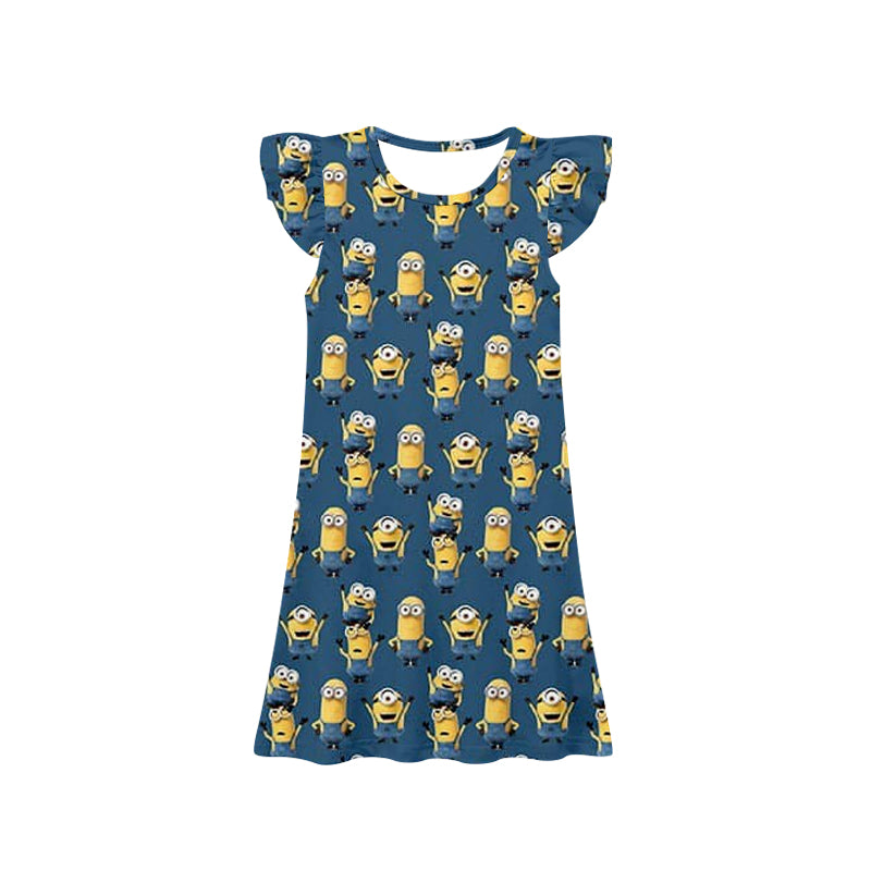 pre -order green cartoon print girls Summer dress GSD1636