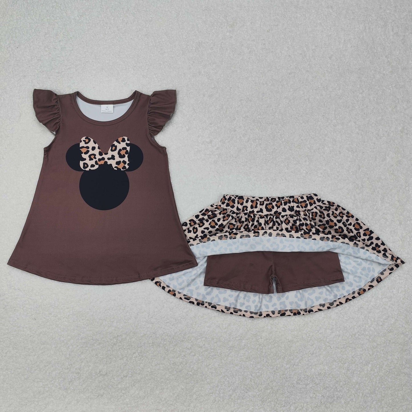 brown leopard flying sleeve Suit Summer Set
