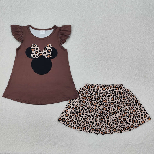 brown leopard flying sleeve Suit Summer Set