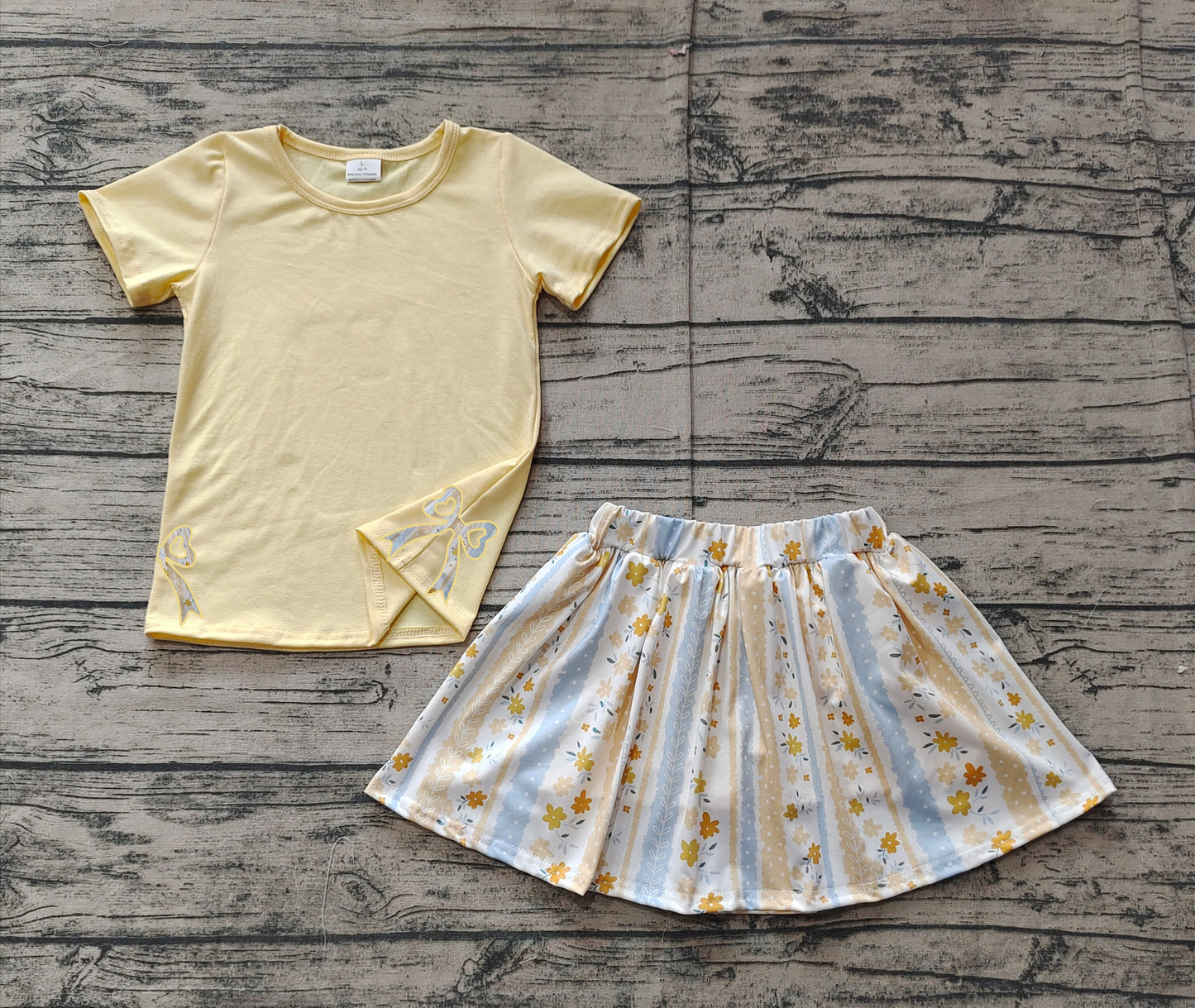 pre -order yellow flowers embroidery girls Summer set GSD1716