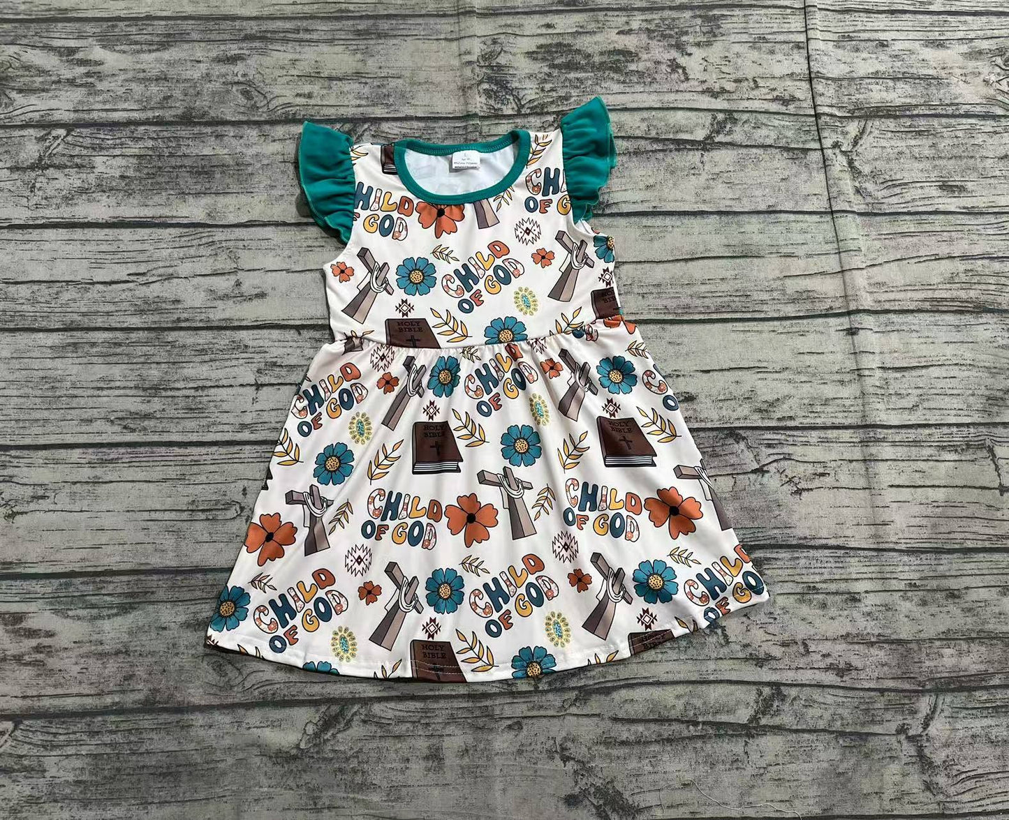 pre-order Flowers books print short sleeve Girls dress GSD1742