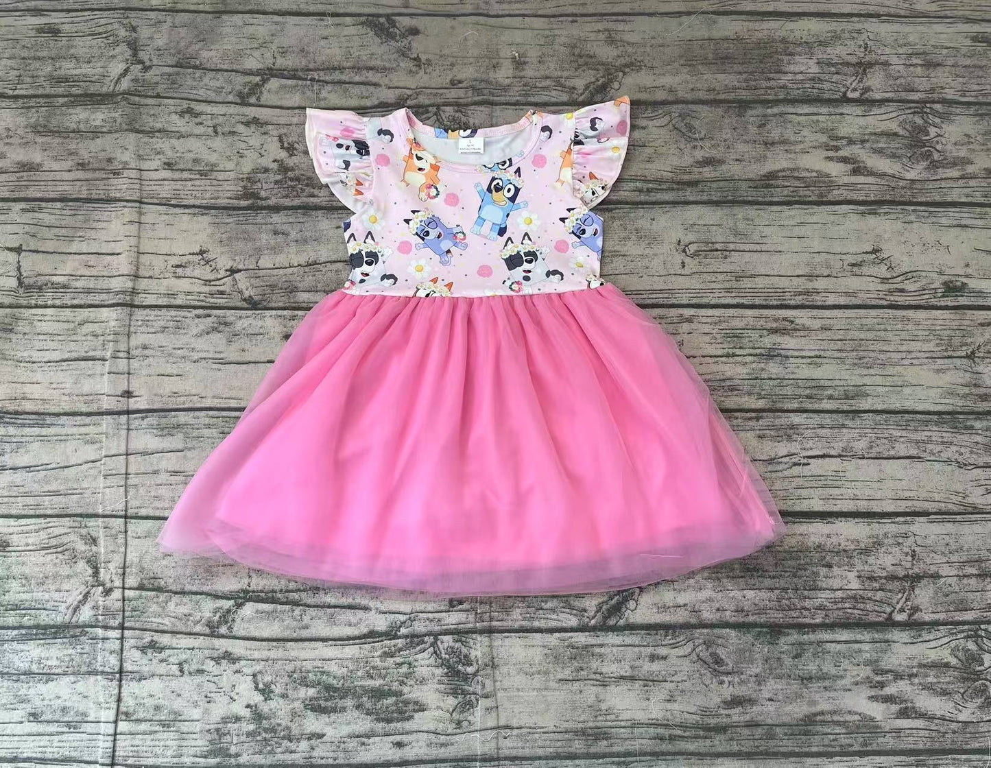 pre -order pink cartoon Summer girl dress GSD1789