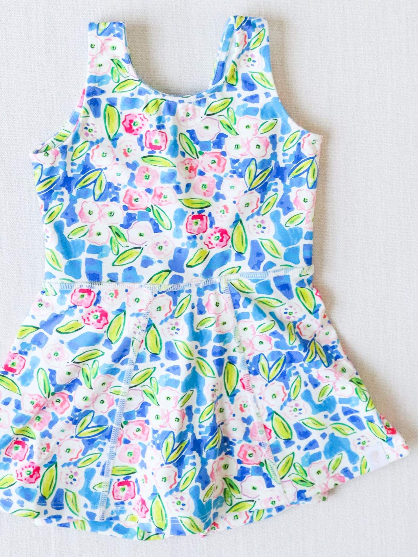 pre -order blue flowers Short Sleeve girls yoga set GSD1990