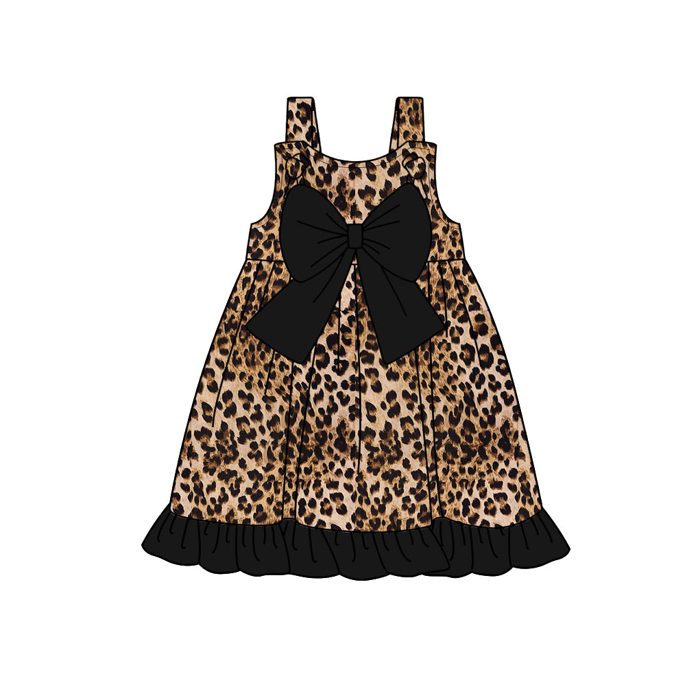pre -order Leopard bow Short Sleeve girls set GSD1992