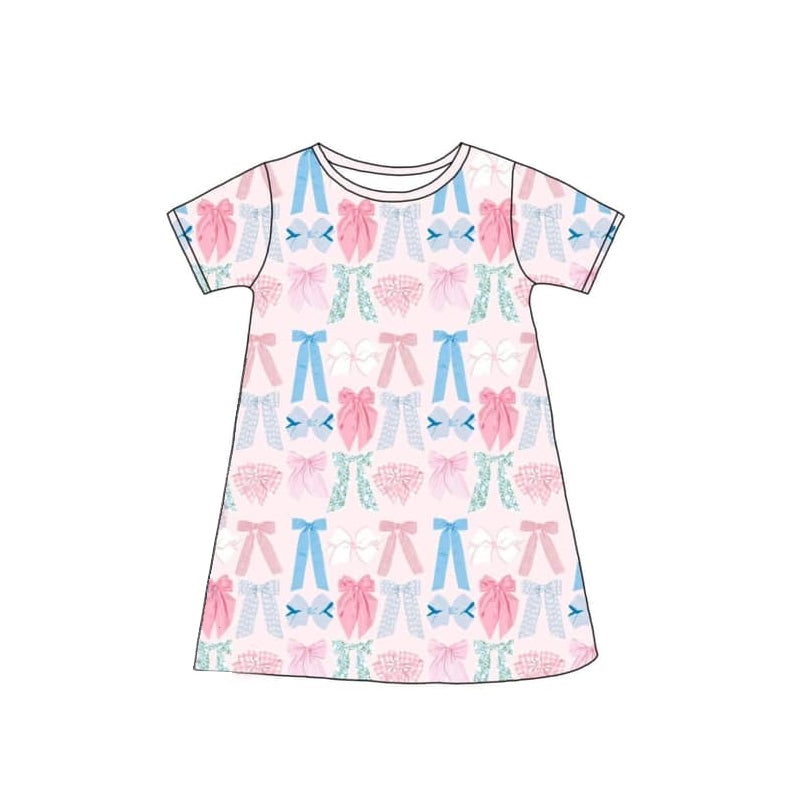 pre -order colorful bow short Sleeve girls set GSD2035