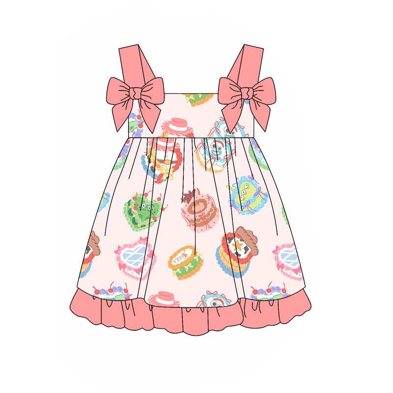 pre -order cartoon pink bow Sleeveless girls set GSD2063