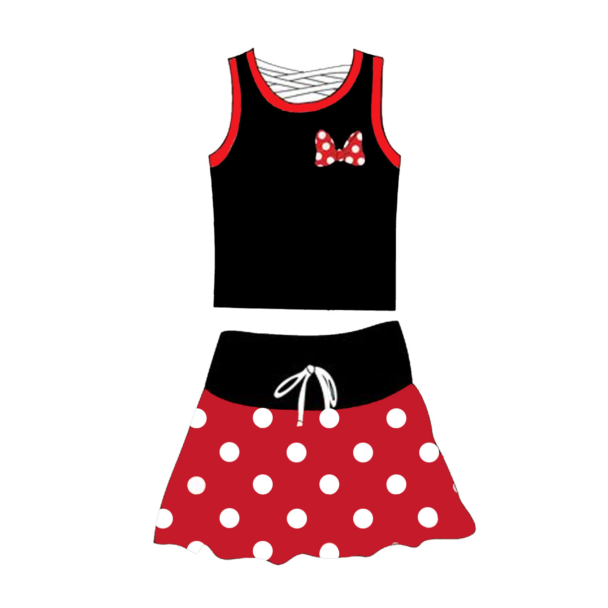 pre -order polk bow print Sleeveless girl set GSD2069