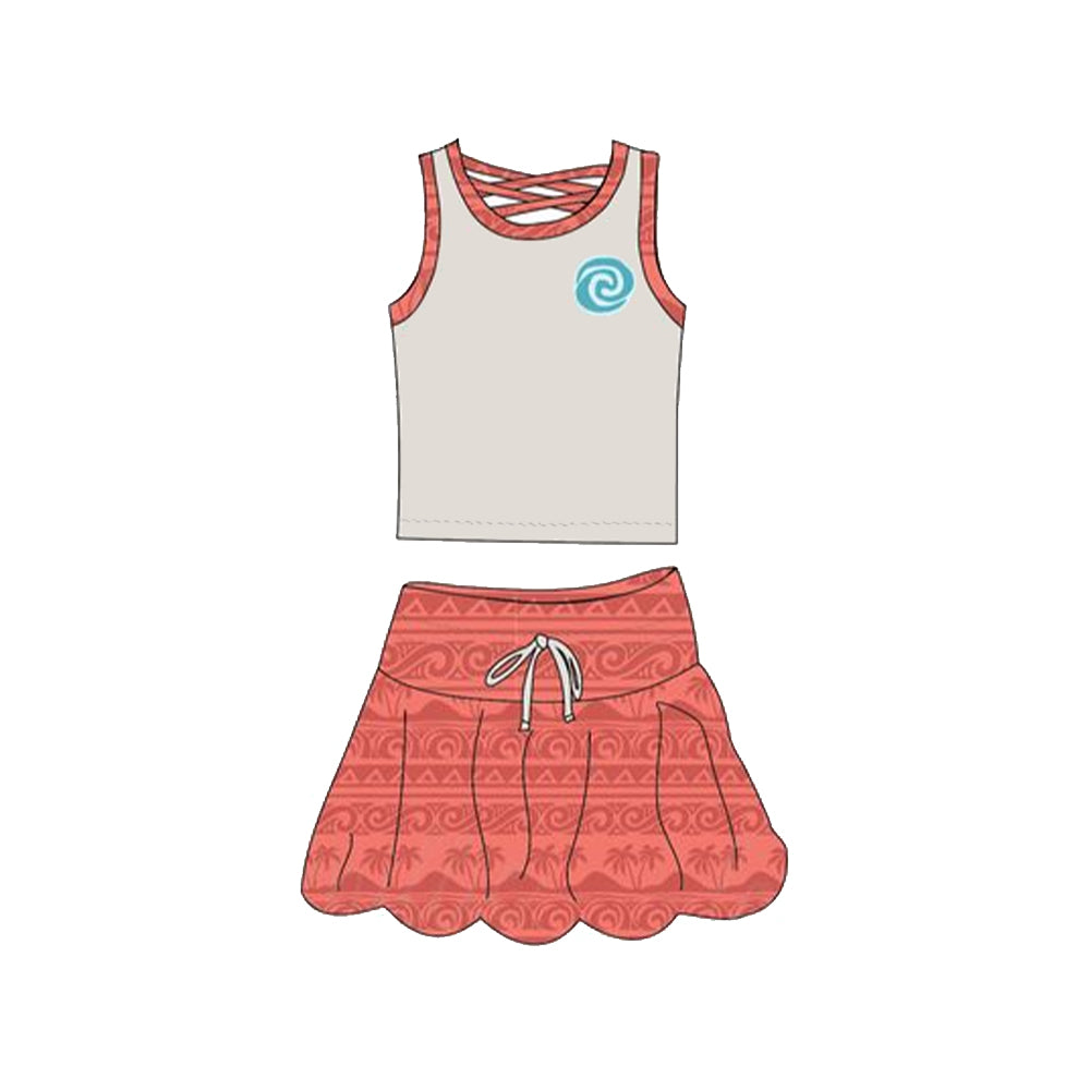pre -order sea wave print Sleeveless girl set GSD2073
