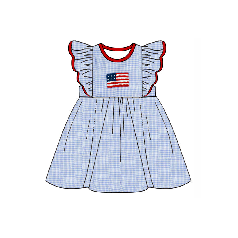 pre -order 4th of July print flying Sleeve girl set GSD2081