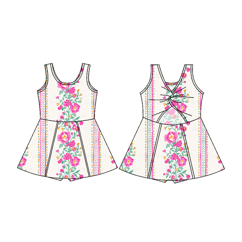 pre -order flowers print Sleeveless yoga girls set GSD2085