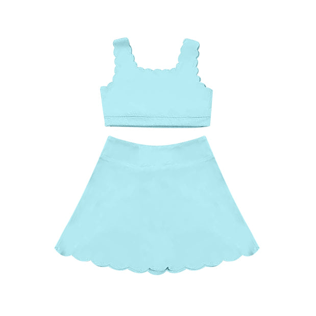pre -order sky blue print Sleeveless yoga girls set GSD2096