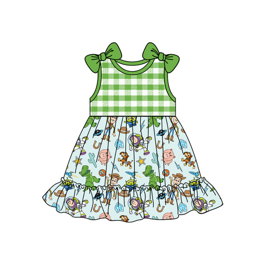 pre -order green plaid print Sleeveless girl set GSD2107