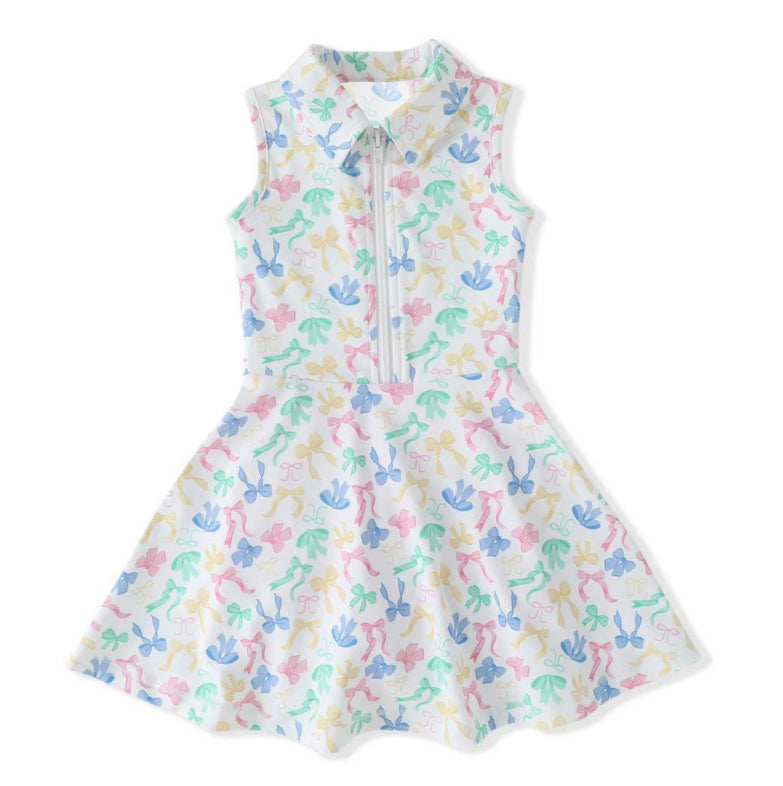 colorful bows print girl yoga zipper set