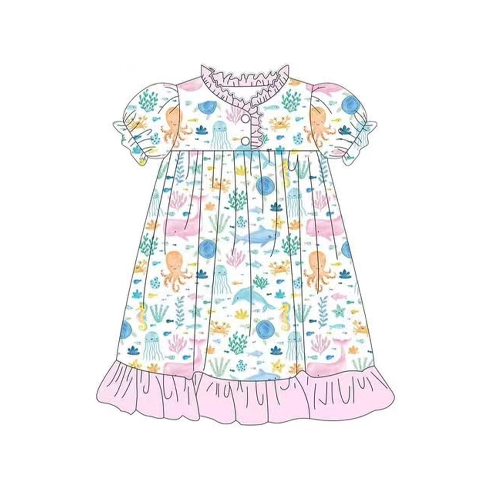 pre -orderanimals short sleeve print girl dress GSD2144