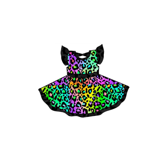 pre -order colorful leopard print girl dress GSD2183