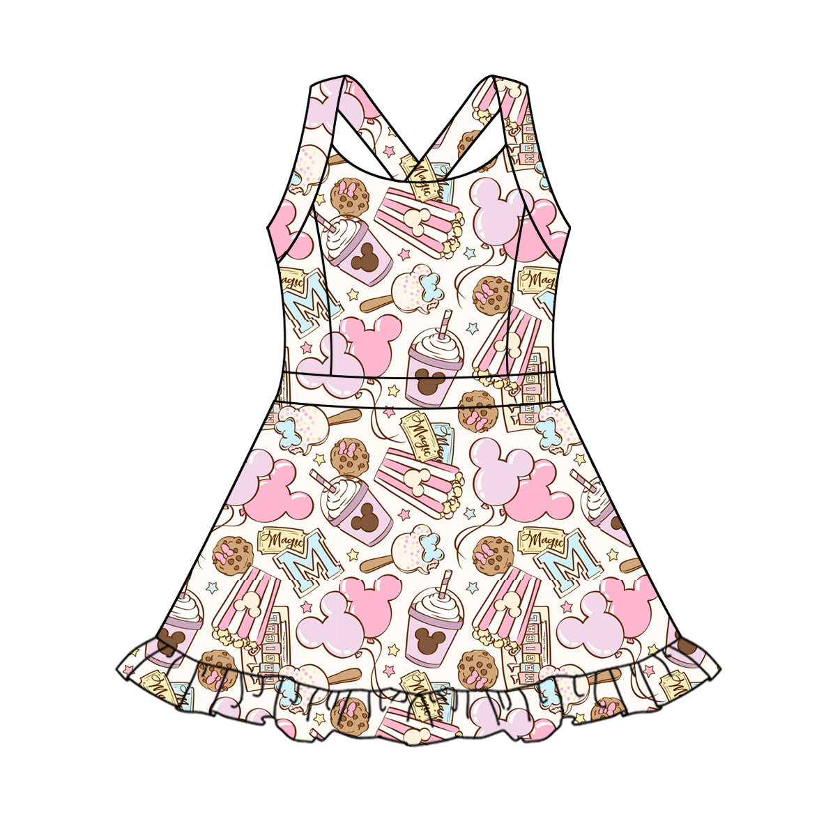 pre -order cartoon cookie print girl dress GSD2341