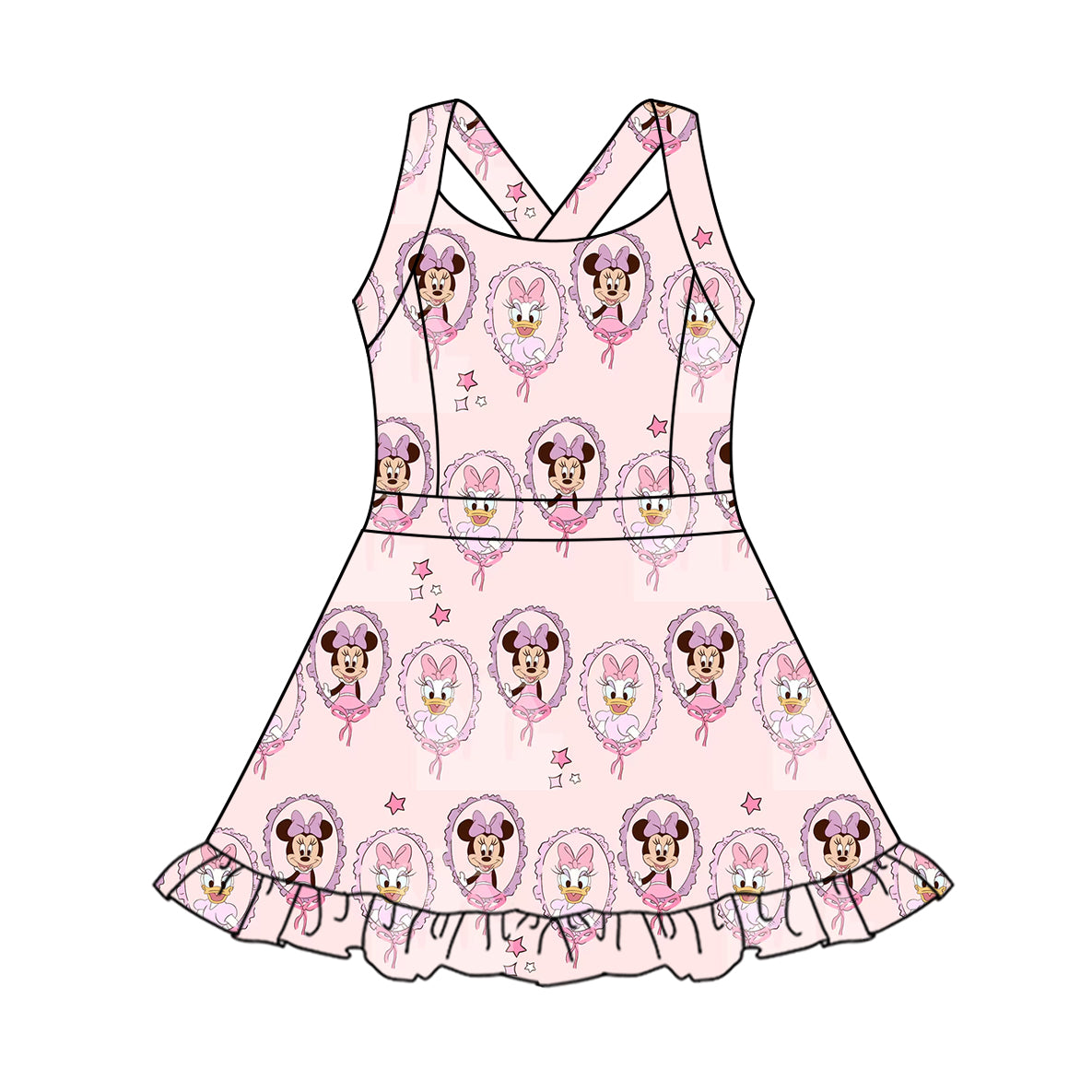 pre -order pink cartoon print girl dress GSD2343