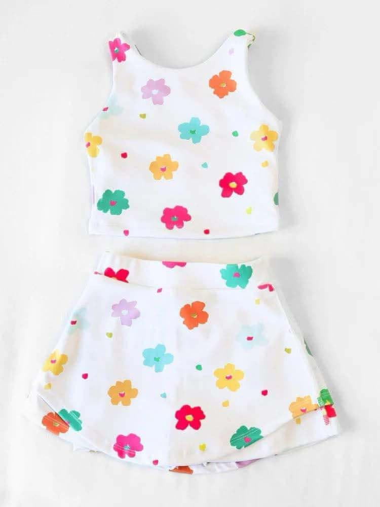 pre -order colorful flowers print girl yoga dress GSD2347