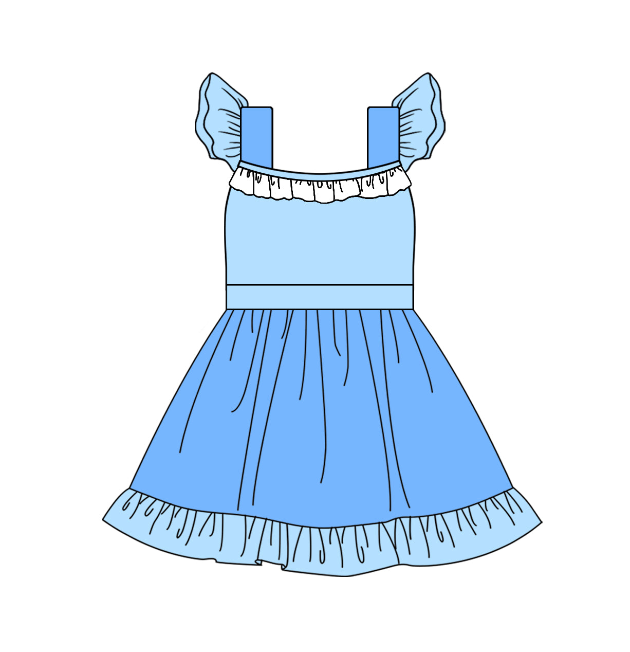 pre -order blue patchwork girl dress GSD2393