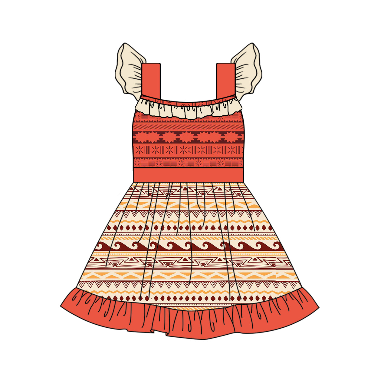 pre -order orange beige patchwork girl dress GSD2394