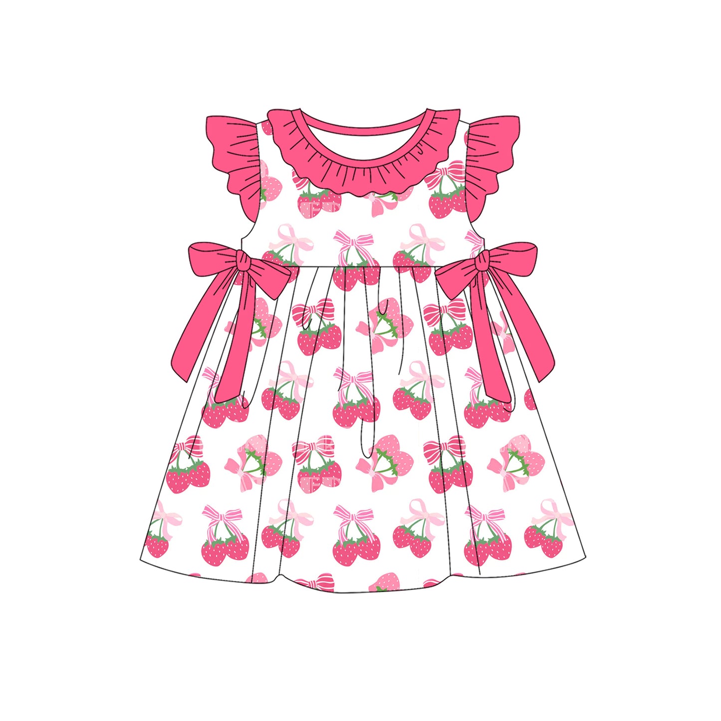 pre -order pink strawberry print girl dress GSD2455