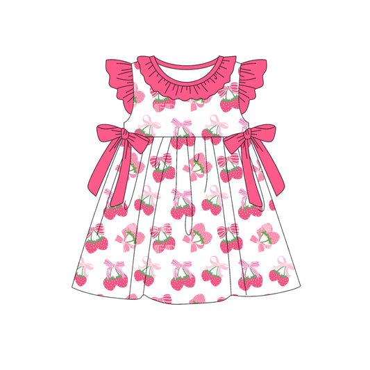 pre -order pink strawberry print girl dress GSD2455
