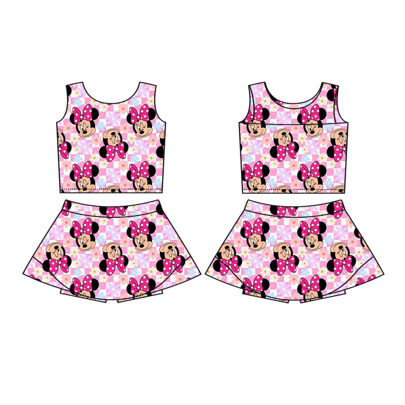 pre -order pink pink cartoon yoga sleeveless print girl set GSD2460