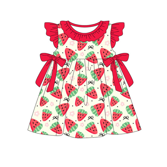 pre -order watermelon print girl bows dress GSD2465