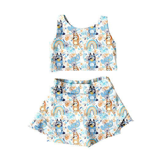 pre -order blue cartoon print yoga set GSD2469