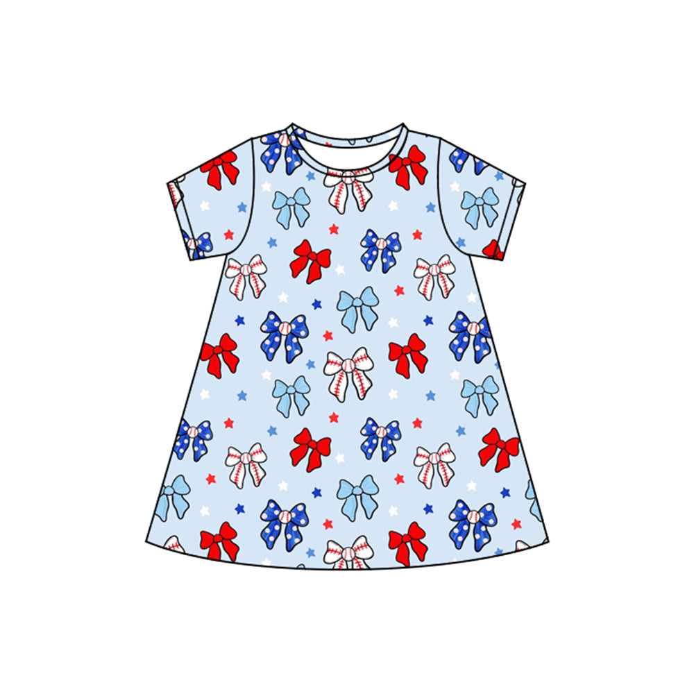 pre -order 4th of July bows print girl dress GSD2480