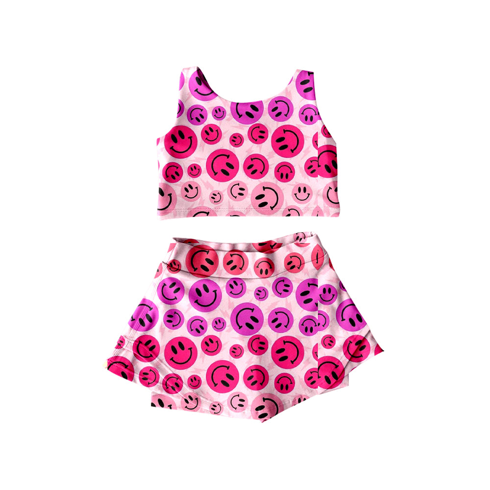 pre -order purple smile yoga sleeveless print girl set GSD2493