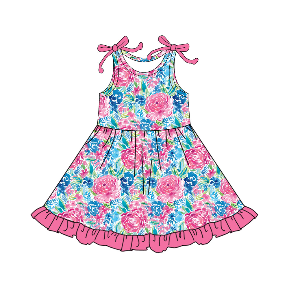 pre -order hot blue print girl dress GSD2509
