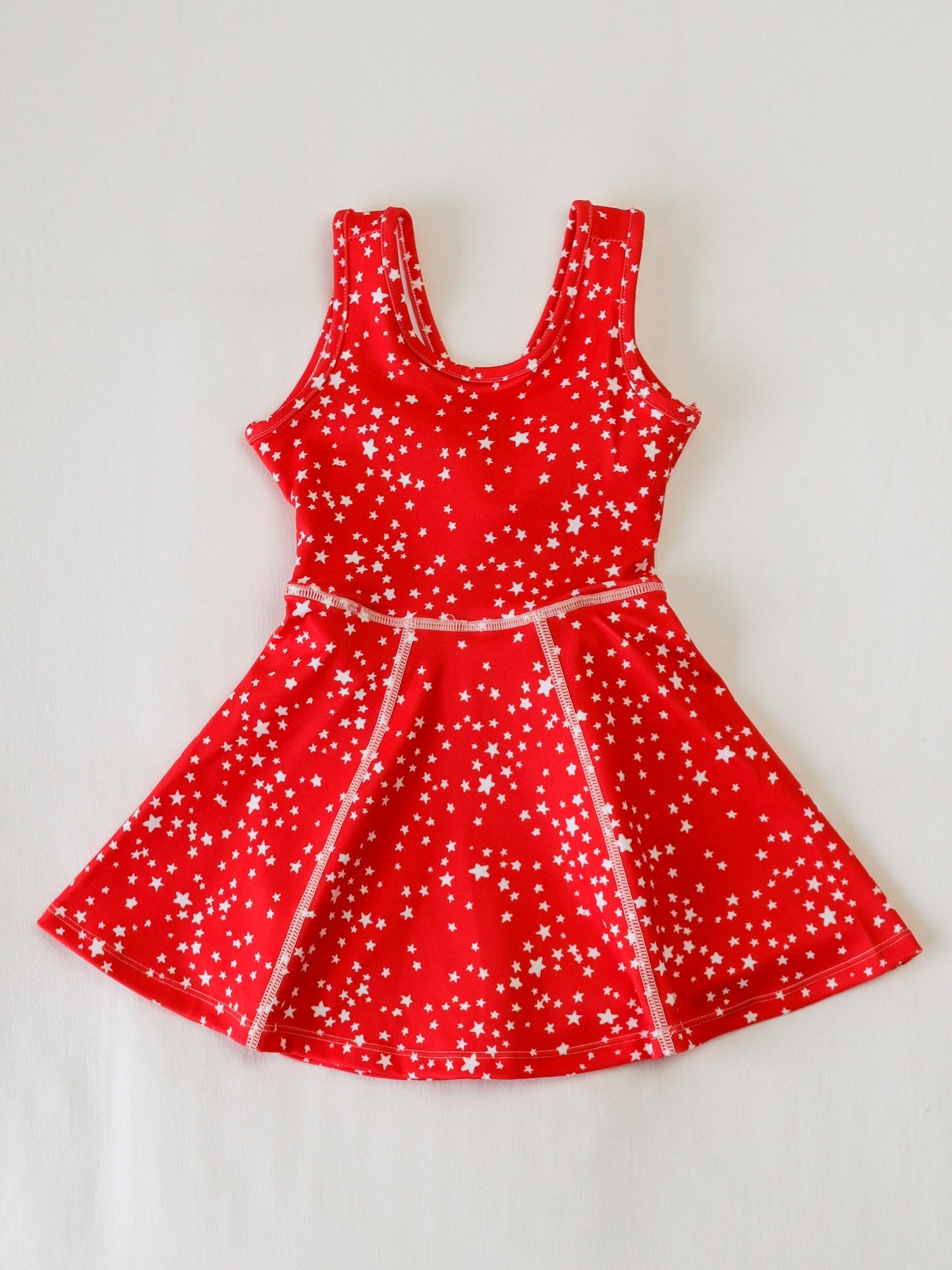 pre -order red polka sleeveless print girl yoga dress GSD2511