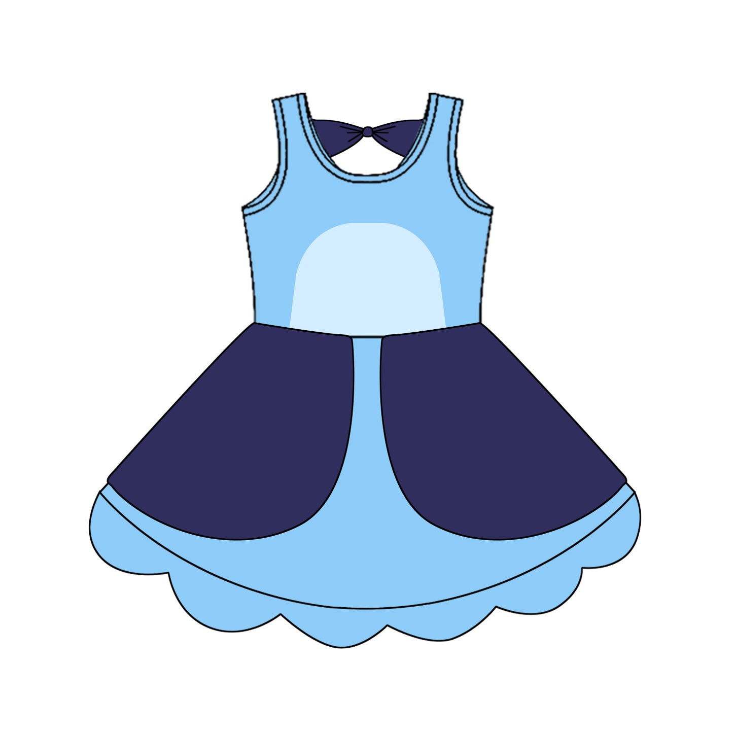 pre -order blue cartoon print girl dress GSD2515