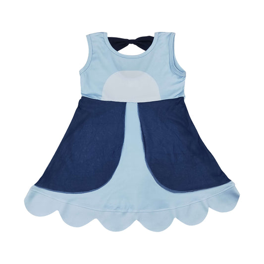 Blue Scalloped Girls Dress GSD2515
