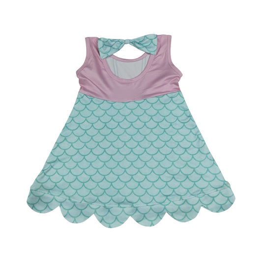 Fish scales Scalloped Girls Dress GSD2516