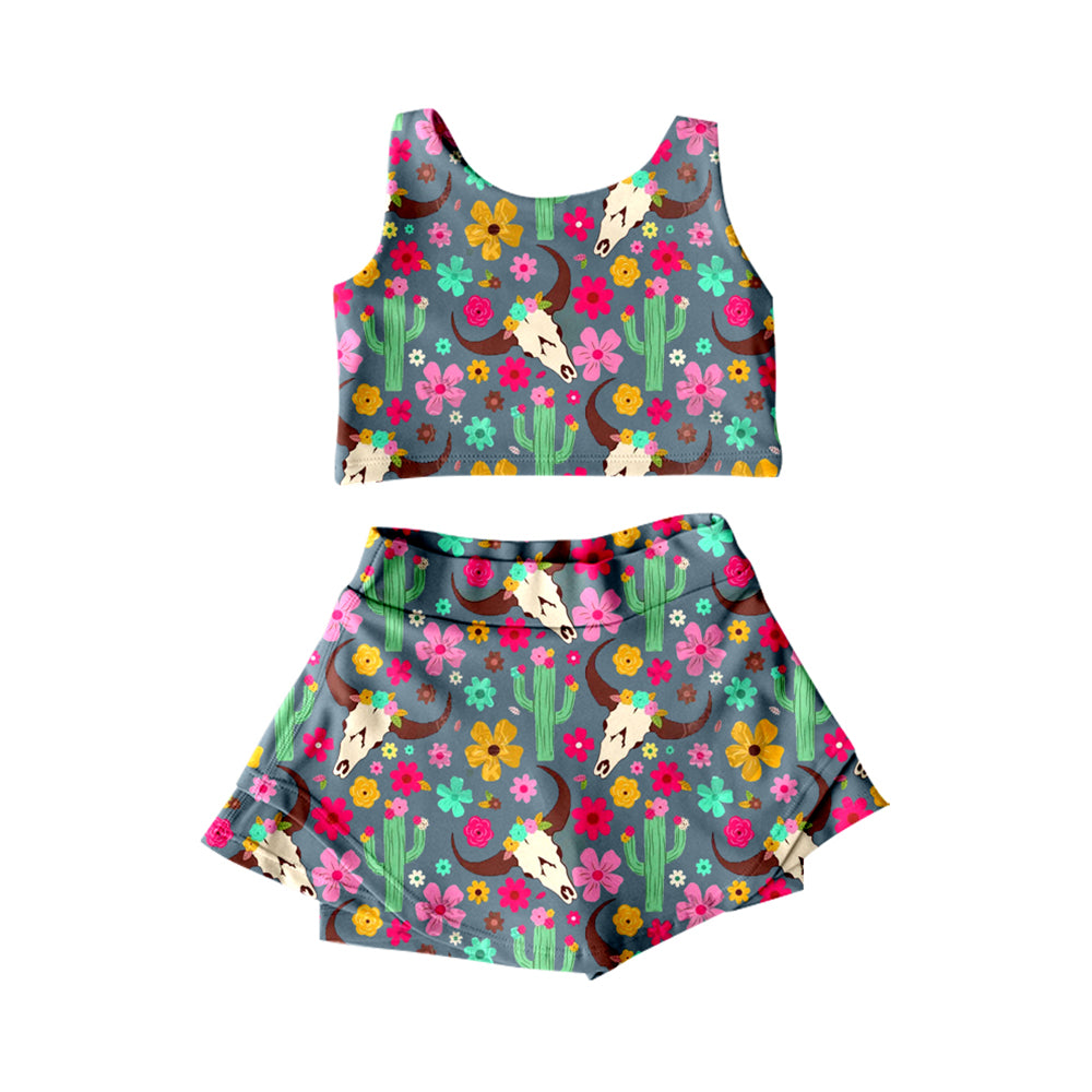 pre -order flowers print girl dress GSD2519
