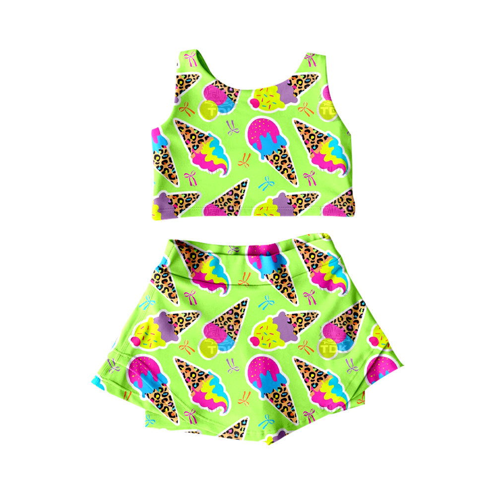 pre -order green ice scream print girl dress GSD2520