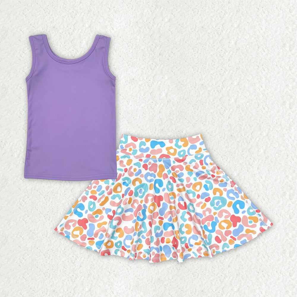 purple yoga sleeveless print girl set