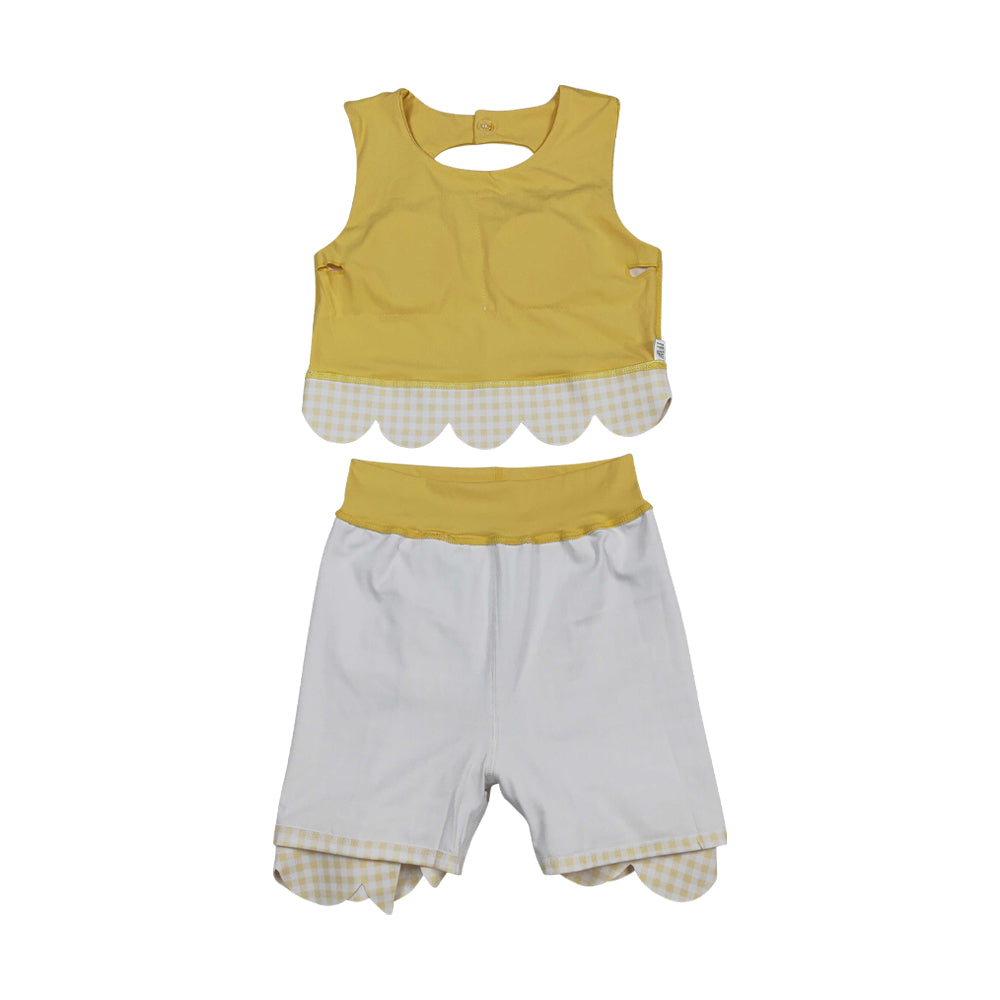 Athletic Mustard Scalloped With Bow Skort Outfits GSD3324