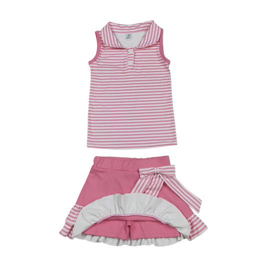 Summer pink stripes Skort Outfits GSD3408