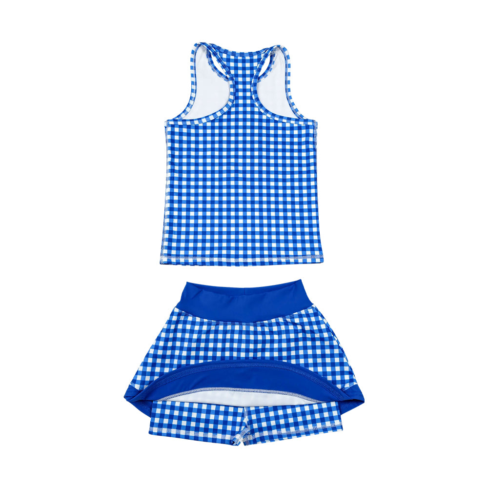 Summer Blue Plaid Skort Outfits GSD3652