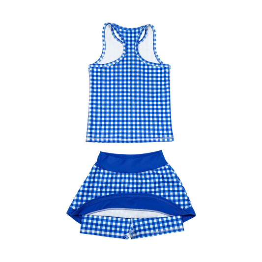 Summer Blue Plaid Skort Outfits GSD3652
