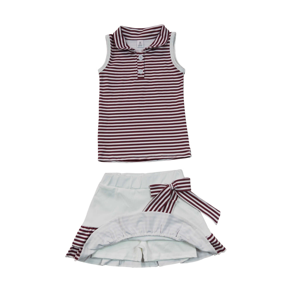 Athletic Red Stripe sleeveless Skort Outfits GSD3662