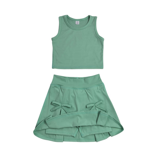 Athletic Green sleeveless Skort Outfits GSD3760